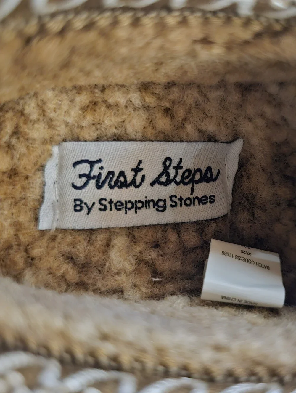 First Steps Kids Tan Slip-On Cozy Slippers